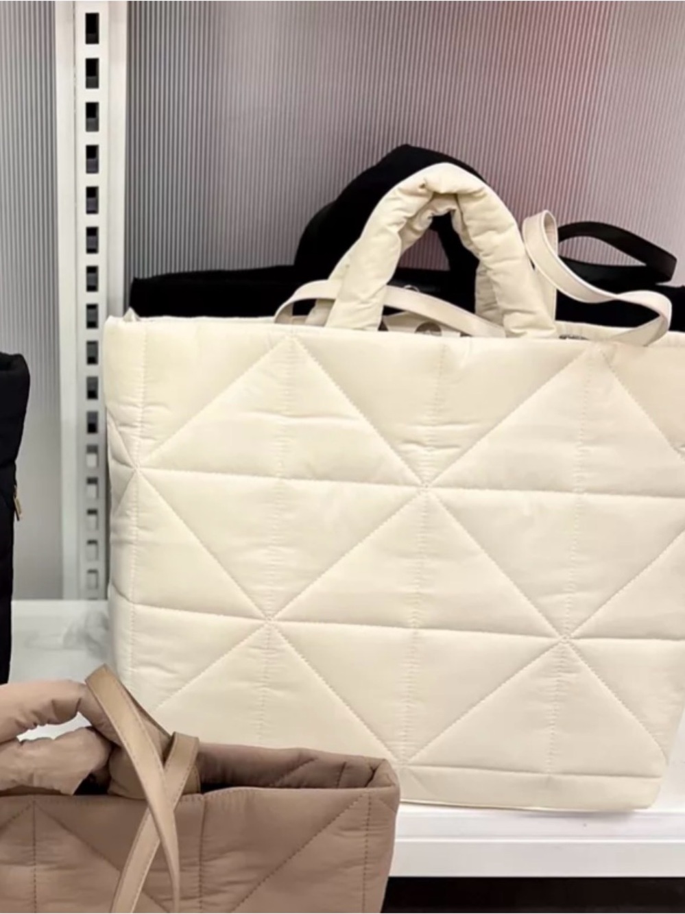 A New Day Cream Quilted Tote Bag